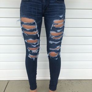 Dark wash ripped jeans